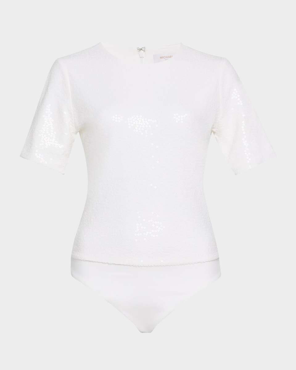 Sequined Short-Sleeve T-Shirt Bodysuit